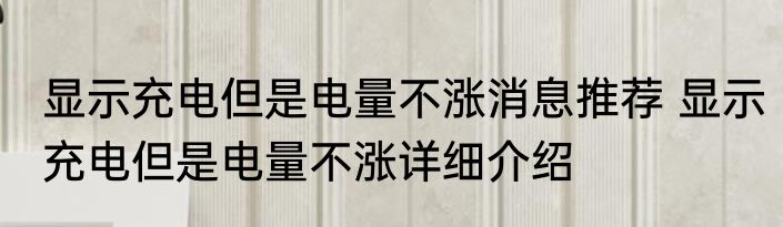 显示充电但是电量不涨消息推荐 显示充电但是电量不涨详细介绍
