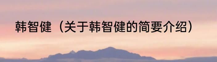 韩智健（关于韩智健的简要介绍）