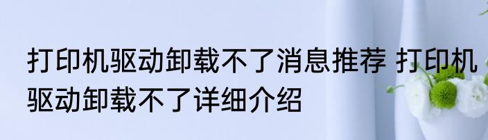 打印机驱动卸载不了消息推荐 打印机驱动卸载不了详细介绍