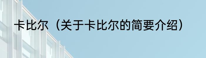 卡比尔（关于卡比尔的简要介绍）