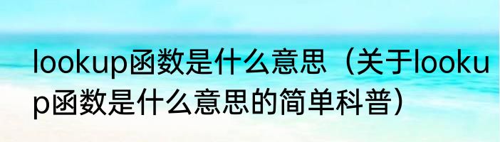 lookup函数是什么意思（关于lookup函数是什么意思的简单科普）