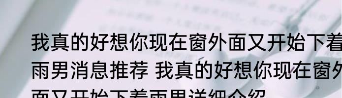 我真的好想你现在窗外面又开始下着雨男消息推荐 我真的好想你现在窗外面又开始下着雨男详细介绍