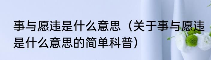 事与愿违是什么意思（关于事与愿违是什么意思的简单科普）