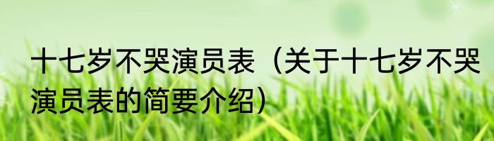 十七岁不哭演员表（关于十七岁不哭演员表的简要介绍）