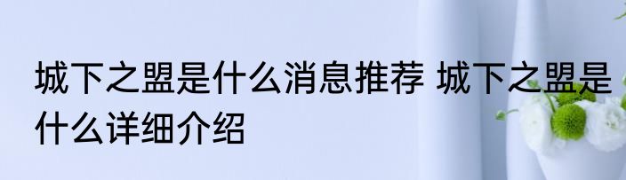 城下之盟是什么消息推荐 城下之盟是什么详细介绍