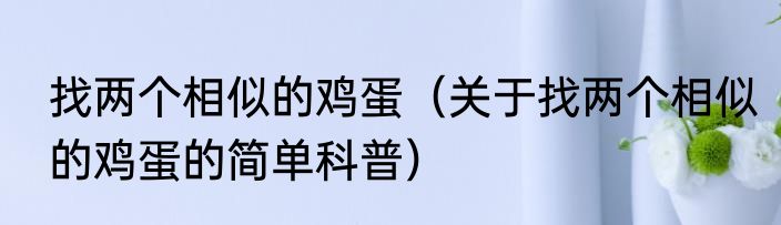 找两个相似的鸡蛋（关于找两个相似的鸡蛋的简单科普）
