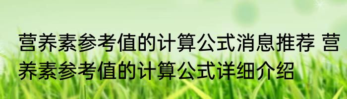 营养素参考值的计算公式消息推荐 营养素参考值的计算公式详细介绍