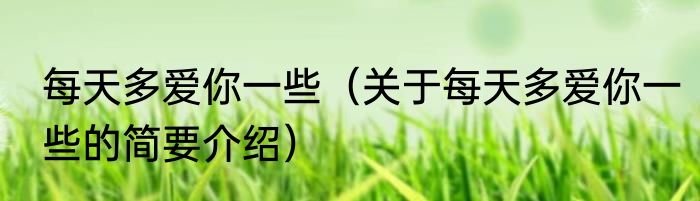 每天多爱你一些（关于每天多爱你一些的简要介绍）