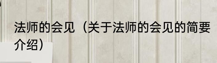 法师的会见（关于法师的会见的简要介绍）