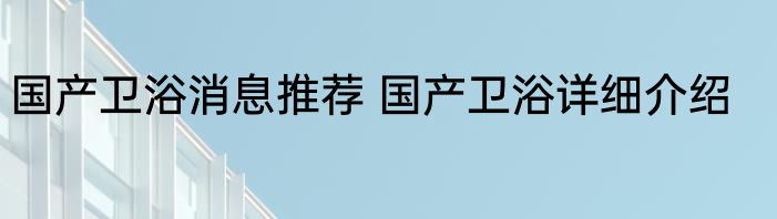 国产卫浴消息推荐 国产卫浴详细介绍