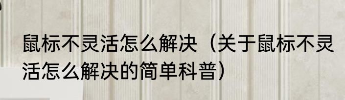 鼠标不灵活怎么解决（关于鼠标不灵活怎么解决的简单科普）