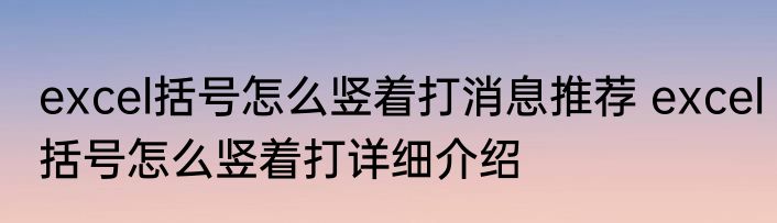 excel括号怎么竖着打消息推荐 excel括号怎么竖着打详细介绍