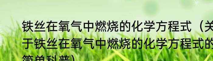 铁丝在氧气中燃烧的化学方程式（关于铁丝在氧气中燃烧的化学方程式的简单科普）