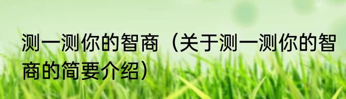 测一测你的智商（关于测一测你的智商的简要介绍）