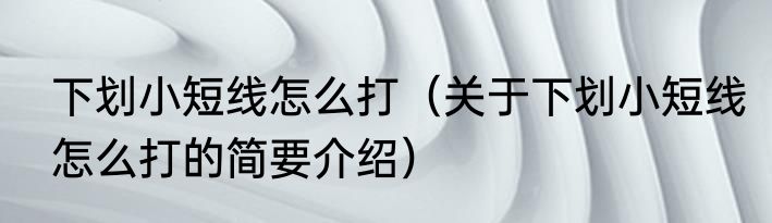 下划小短线怎么打（关于下划小短线怎么打的简要介绍）