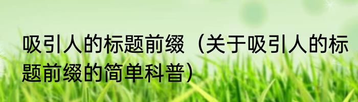 吸引人的标题前缀（关于吸引人的标题前缀的简单科普）