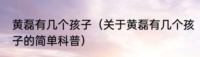 黄磊有几个孩子（关于黄磊有几个孩子的简单科普）