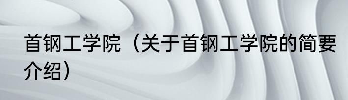 首钢工学院（关于首钢工学院的简要介绍）