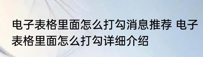 电子表格里面怎么打勾消息推荐 电子表格里面怎么打勾详细介绍