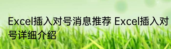 Excel插入对号消息推荐 Excel插入对号详细介绍