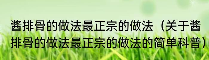 酱排骨的做法最正宗的做法（关于酱排骨的做法最正宗的做法的简单科普）