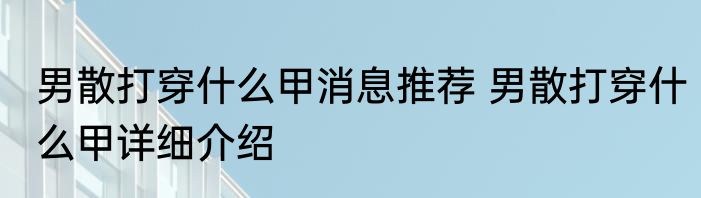 男散打穿什么甲消息推荐 男散打穿什么甲详细介绍