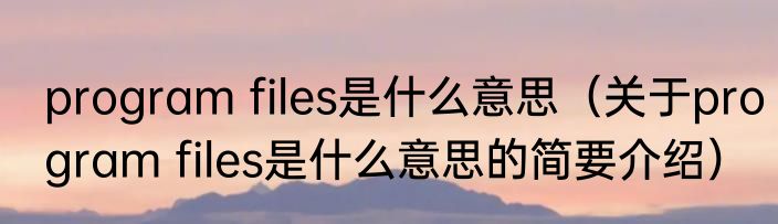 program files是什么意思（关于program files是什么意思的简要介绍）