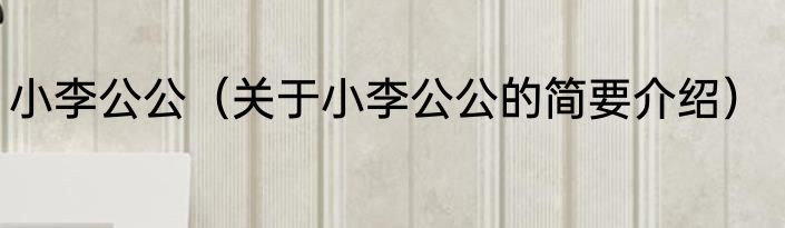 小李公公（关于小李公公的简要介绍）