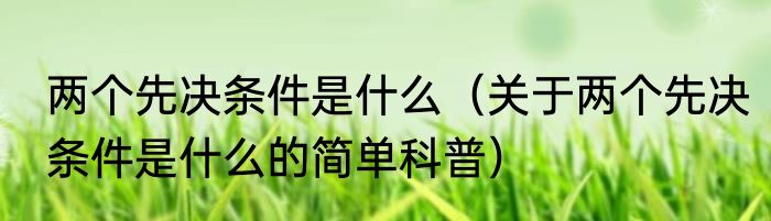 两个先决条件是什么（关于两个先决条件是什么的简单科普）