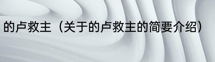 的卢救主（关于的卢救主的简要介绍）