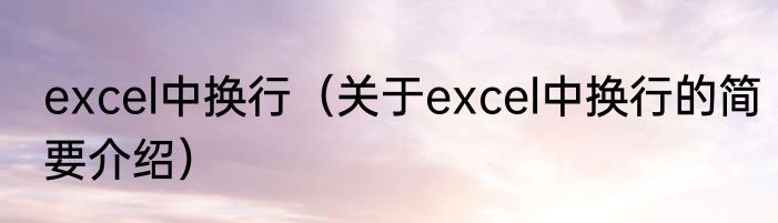 excel中换行（关于excel中换行的简要介绍）