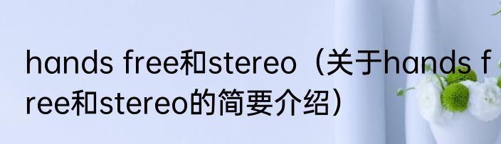 hands free和stereo（关于hands free和stereo的简要介绍）