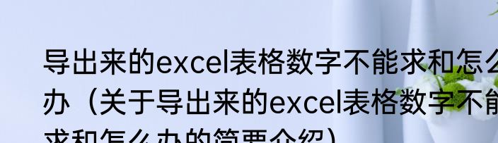 导出来的excel表格数字不能求和怎么办（关于导出来的excel表格数字不能求和怎么办的简要介绍）