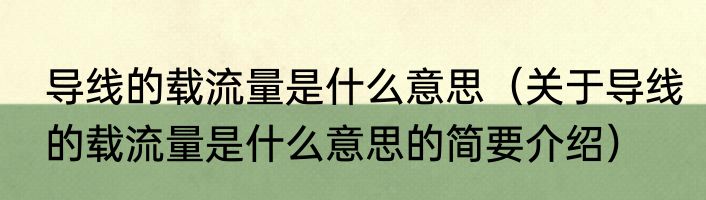 导线的载流量是什么意思（关于导线的载流量是什么意思的简要介绍）