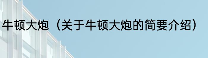 牛顿大炮（关于牛顿大炮的简要介绍）