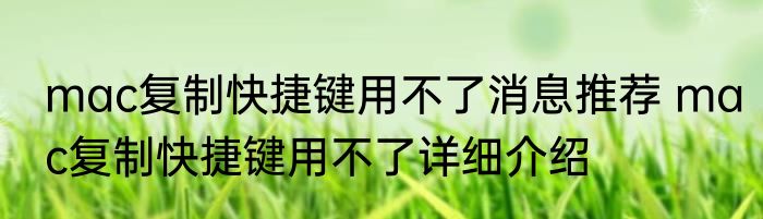 mac复制快捷键用不了消息推荐 mac复制快捷键用不了详细介绍