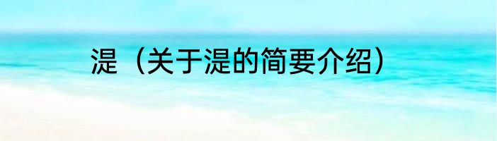 湜（关于湜的简要介绍）