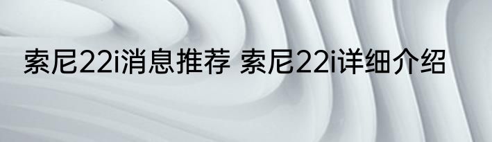 索尼22i消息推荐 索尼22i详细介绍