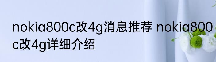nokia800c改4g消息推荐 nokia800c改4g详细介绍