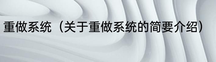 重做系统（关于重做系统的简要介绍）
