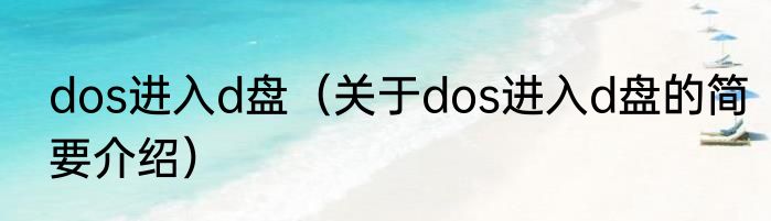 dos进入d盘（关于dos进入d盘的简要介绍）