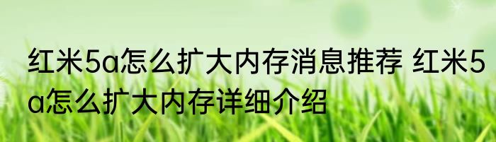 红米5a怎么扩大内存消息推荐 红米5a怎么扩大内存详细介绍
