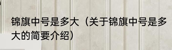 锦旗中号是多大（关于锦旗中号是多大的简要介绍）
