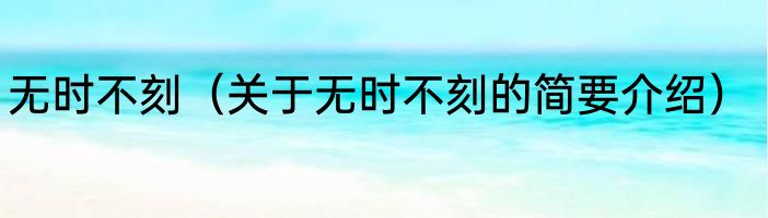 无时不刻（关于无时不刻的简要介绍）