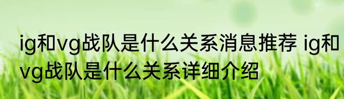 ig和vg战队是什么关系消息推荐 ig和vg战队是什么关系详细介绍
