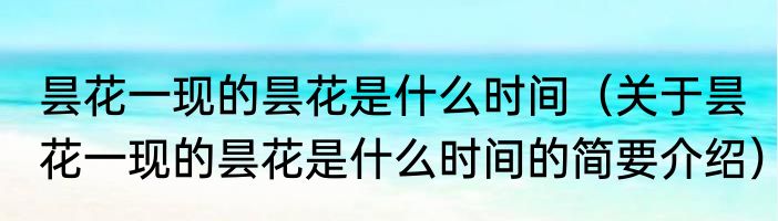 昙花一现的昙花是什么时间（关于昙花一现的昙花是什么时间的简要介绍）