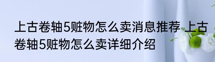 上古卷轴5赃物怎么卖消息推荐 上古卷轴5赃物怎么卖详细介绍