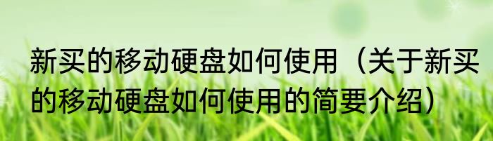 新买的移动硬盘如何使用（关于新买的移动硬盘如何使用的简要介绍）