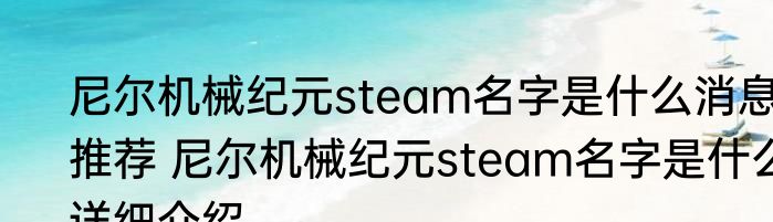 尼尔机械纪元steam名字是什么消息推荐 尼尔机械纪元steam名字是什么详细介绍