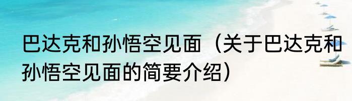 巴达克和孙悟空见面（关于巴达克和孙悟空见面的简要介绍）